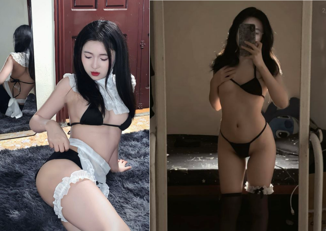 Gái xinh trắng nõn thích mơn trớn môi